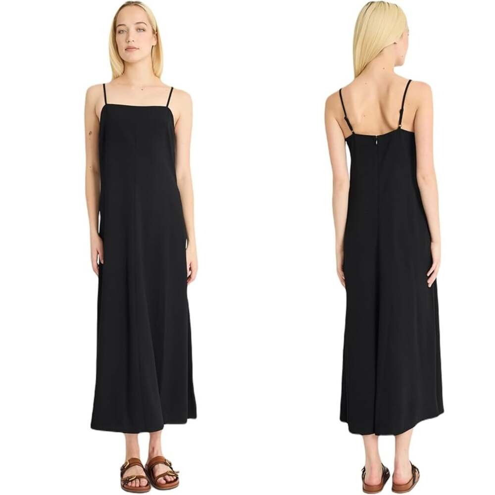 Luxely for Maggy London Size 4 Black Crepe Square Neck A-Line Maxi Dress NWT